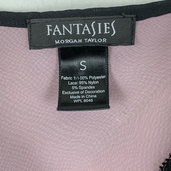 VINTAGE Fantasies chiffon Lace Slip pink black Sz S women’s sexy lingerie Y2K - Picture 6 of 15